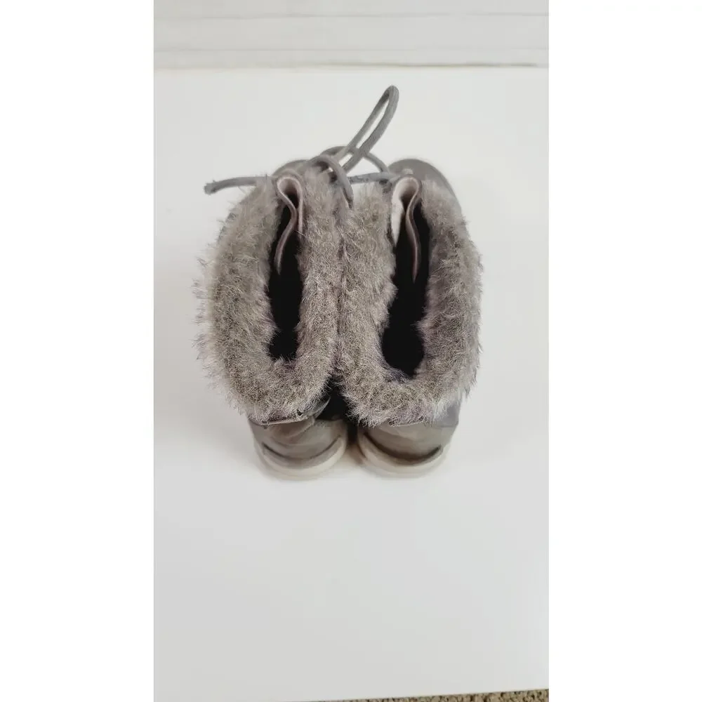 Sorel Explorer Joan Shearling Waterproof Suede Leather Bootie in Gray, sz 9.5